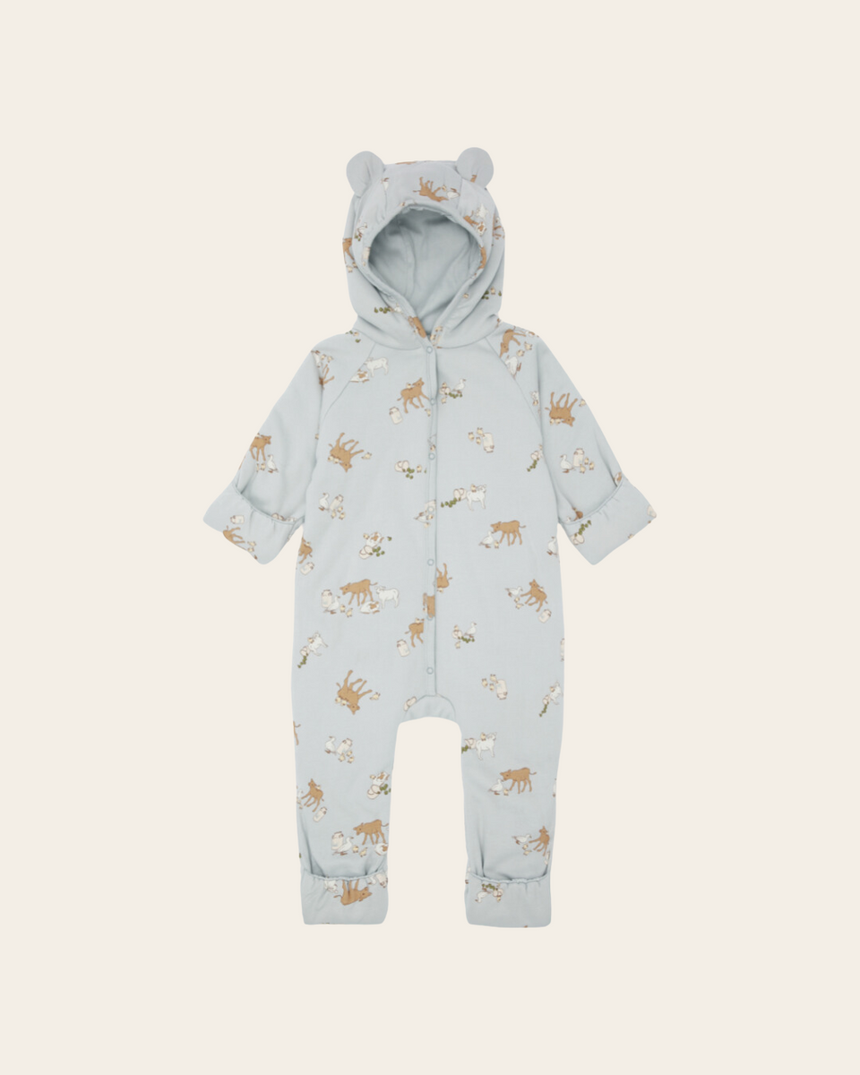 Konges Slojd Pramsuit With Hood - Farm Blue | Organic Baby Clothing ...